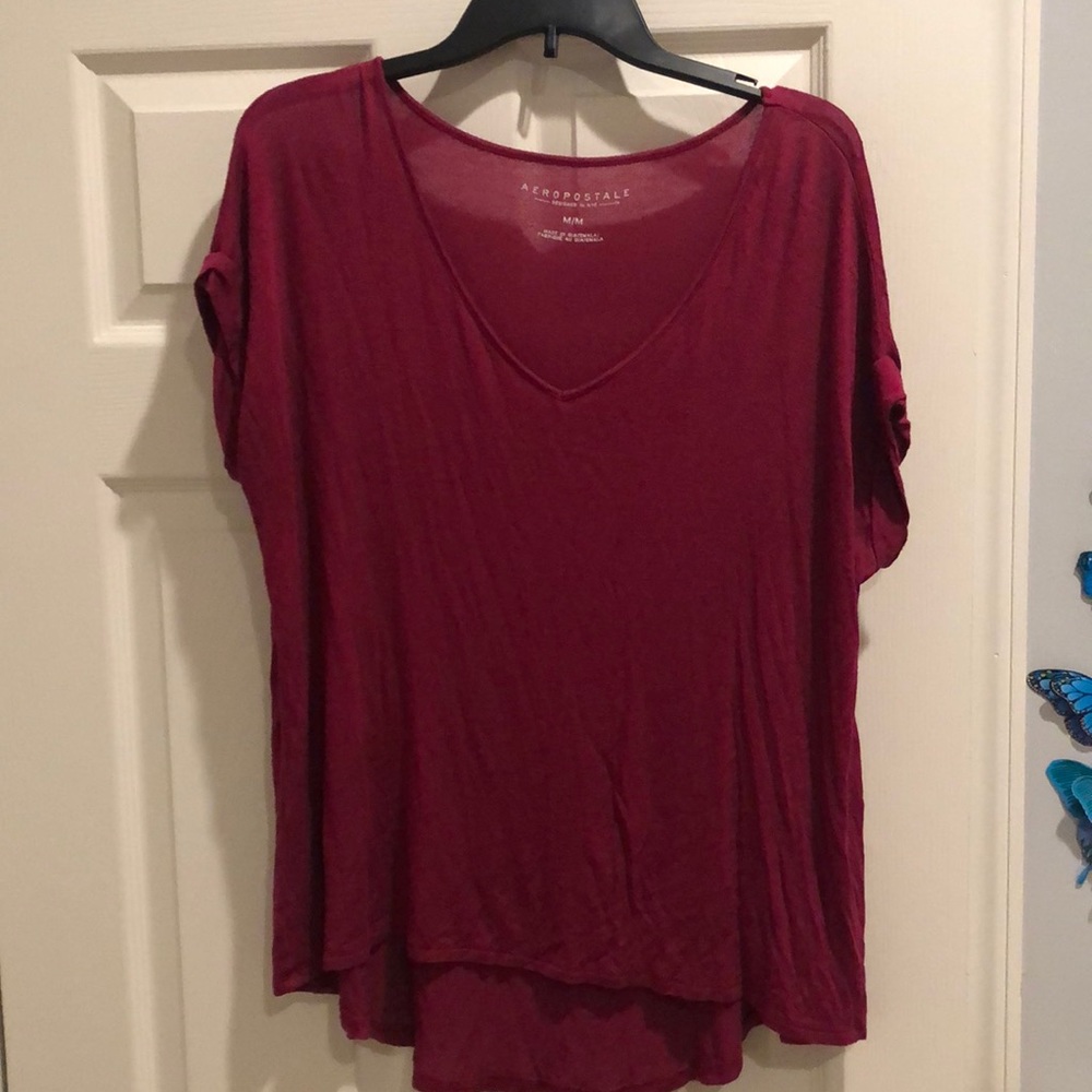 Maroon Flowy Shirt